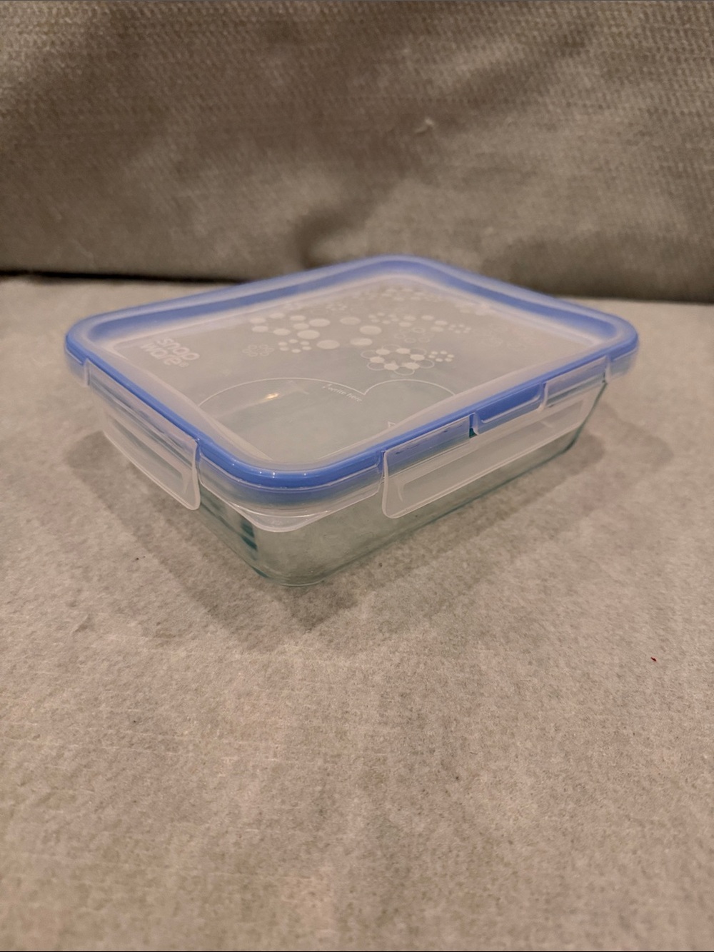 Pyrex 6 cup Rectangular Clear Glass Food Storage Container Blue Snapware Lid